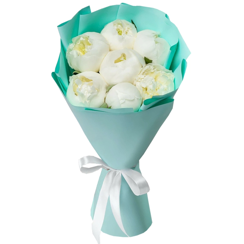 Букет из 7 белых пионов